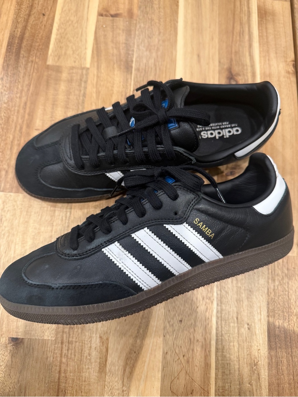 adidas Samba Black Leather Sneakers with White Stripes